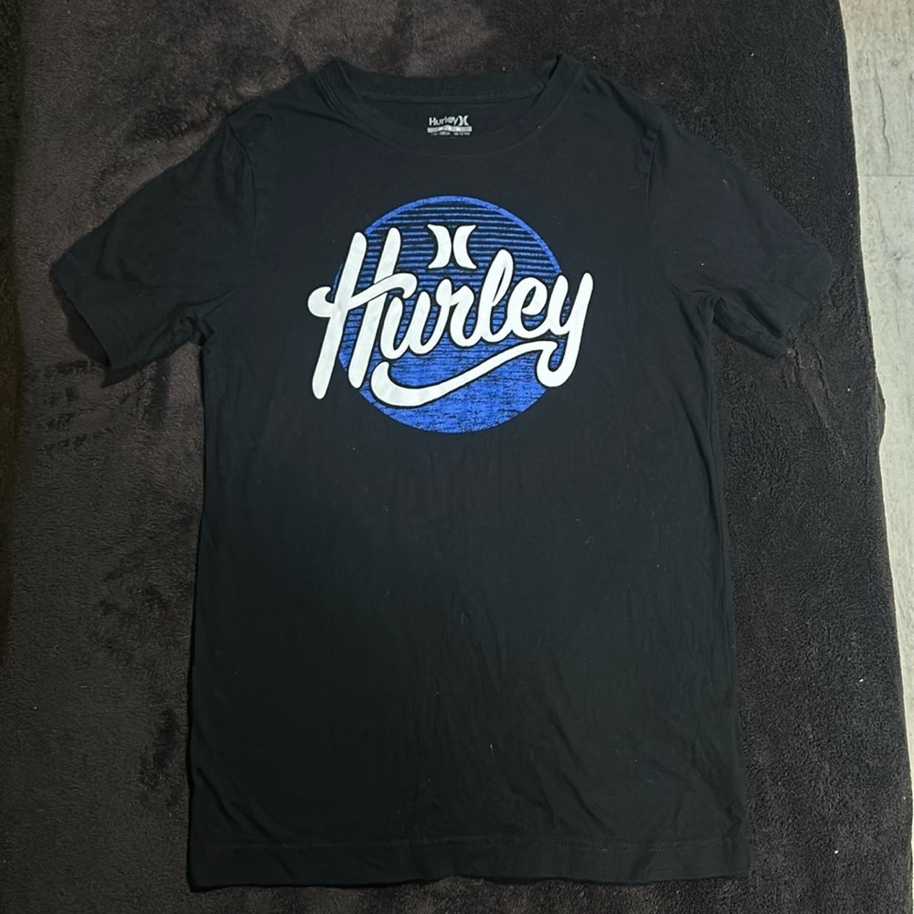 HURLEY‎ Boys Black Graphic Print Short Sleeve Cotton T-Shirt Medium 10/12